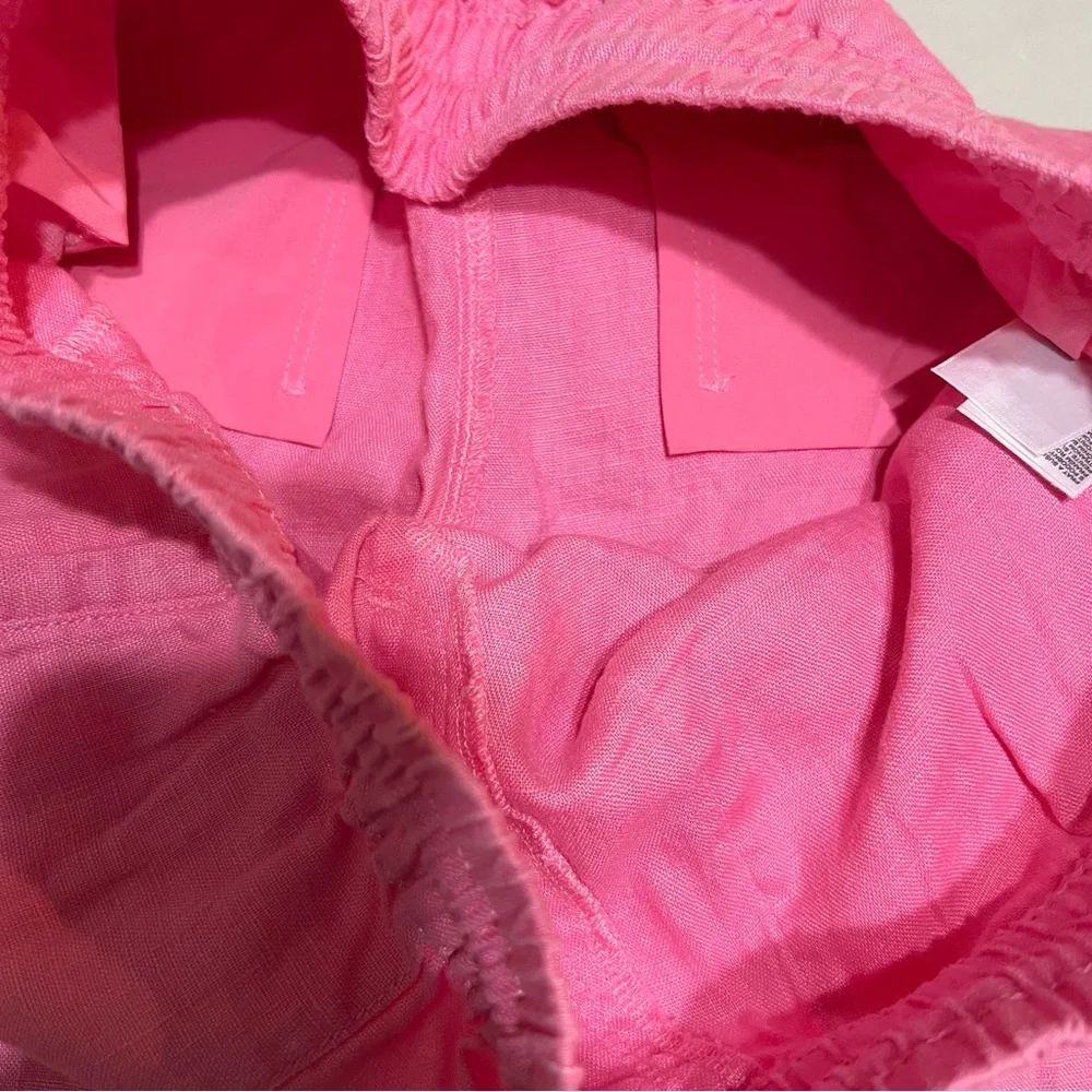 Athleta Retreat 100% Linen Wide Leg Pants Pink Side Slit Resortwear Small Petite - Picture 4 of 13